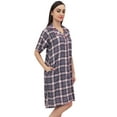 thumbnail image 2 of Bimba Check Print Baby Pink Women's Sleepshirt Button-up Shirt Dress Sleepwear - 18, 2 of 5