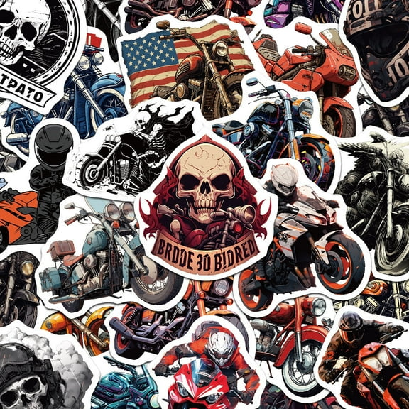 50-Pack Trendy Motorcycle Stickers - Cool Cartoon Graffiti Waterproof Decals for Notebooks, DIY, and Decorations