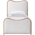thumbnail image 3 of Bowery Hill Contemporary Cream Linen Textured Fabric Upholstered Twin Bed, 3 of 8