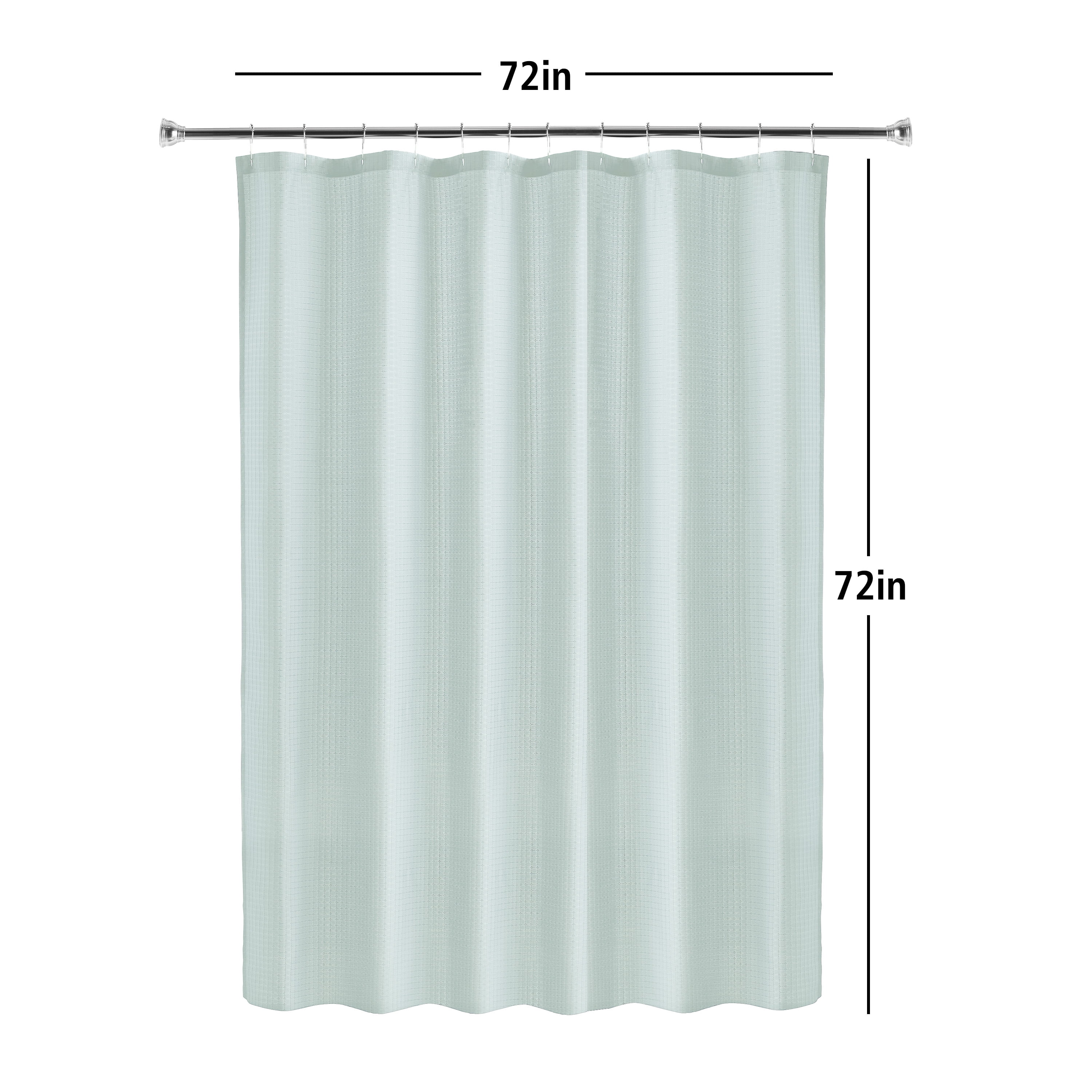 Mainstays Waffle-Weave Fabric Shower Curtain with Recycled Polyester, 72 in x 72 in, Green