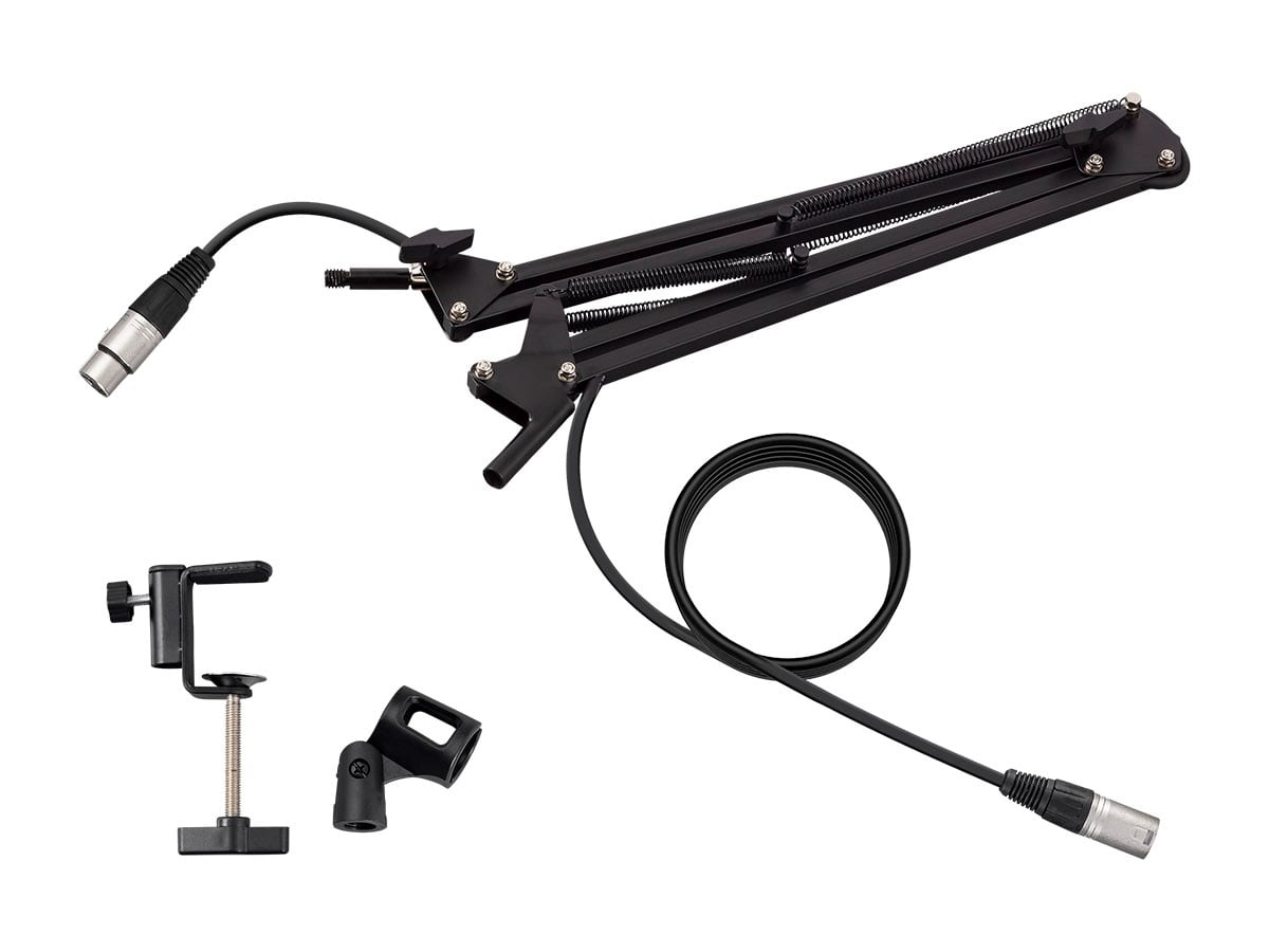 Monoprice Suspension Boom Scissor Broadcast Mic Stand With Integrated XLR Cable, Arm Can Extend Up To 33in - Stage Right Series