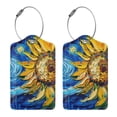 thumbnail image 3 of Sikiie vintage Starry Sunflower Luggage Tag for Suitcase Leather Baggage Tag with Stainless Steel Loop Privacy Cover for Women Men Girls-4 PCS, 3 of 5