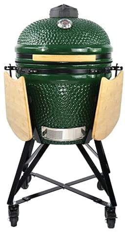 In detail logica archief HUMOS - 20" CERAMIC KAMADO GRILL.GREEN. COOKER + OVEN + SMOKER. WITH  TROLLEY WITH WHEELS AND CAST IRON VENT - Walmart.com
