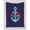 thumbnail image 1 of Live Laugh Love Tapestry, Memphis Style Nautical Inspirations with Hand Drawn anchor and Cute Quote, Wall Hanging for Bedroom Living Room Dorm Decor, 40W X 60L Inches, Multicolor, by Ambesonne, 1 of 2