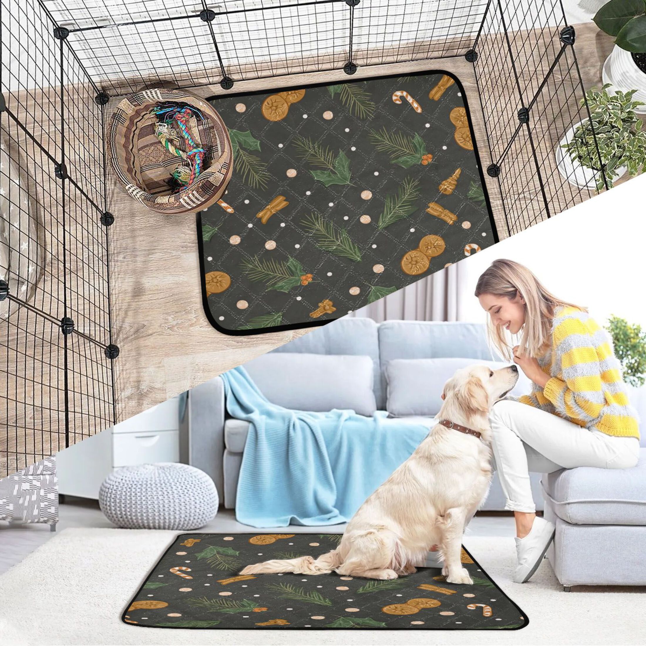 IAUYY Washable Pee Pads for Dogs Smallx3 Absorbent and Leak-Proof Non-Slip Reusable Puppy Pee Pads for Dogs Applicable to Playpen Potty Crate Orange-brown Gingerbread