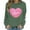 Olive Green-1, variant on Women's Valentines Sweatshirt Long Sleeve Glitter Heart Print Crewneck Pullover Top for Romantic Dates Gray XL