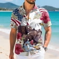 thumbnail image 5 of UngA 250 Anniversary USA Shirts, Hawaiian USA Bald Eagle Shirts American Flag Button T-Shirt Short Sleeve Casual Holiday Beach Shirts (Beige,6XL), 5 of 6