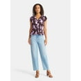 thumbnail image 2 of Time and Tru Women's Peplum Top with Flutter Sleeves, Sizes XS-XXXL, 2 of 5