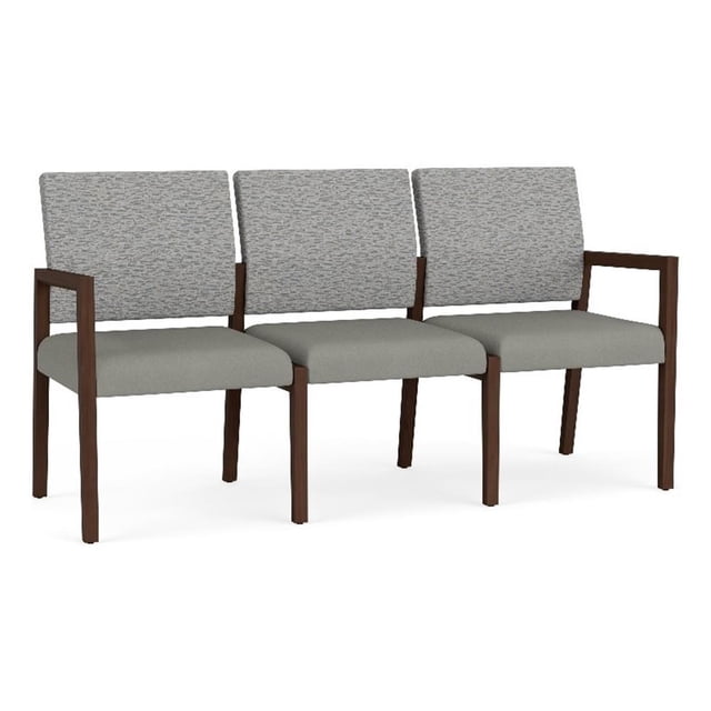 Pemberly Row Waiting Reception 3 Seat Tandem Seating No Center Arms in Gray