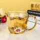 thumbnail image 4 of Taza de té de vidrio con cuchara Esmalte hecho a mano Flor de rosa y mariposa de diamante de colores Taza de café de vidrio transparente Cumpleaños Abuela Chica Graduada brillar Hogar, 4 of 6