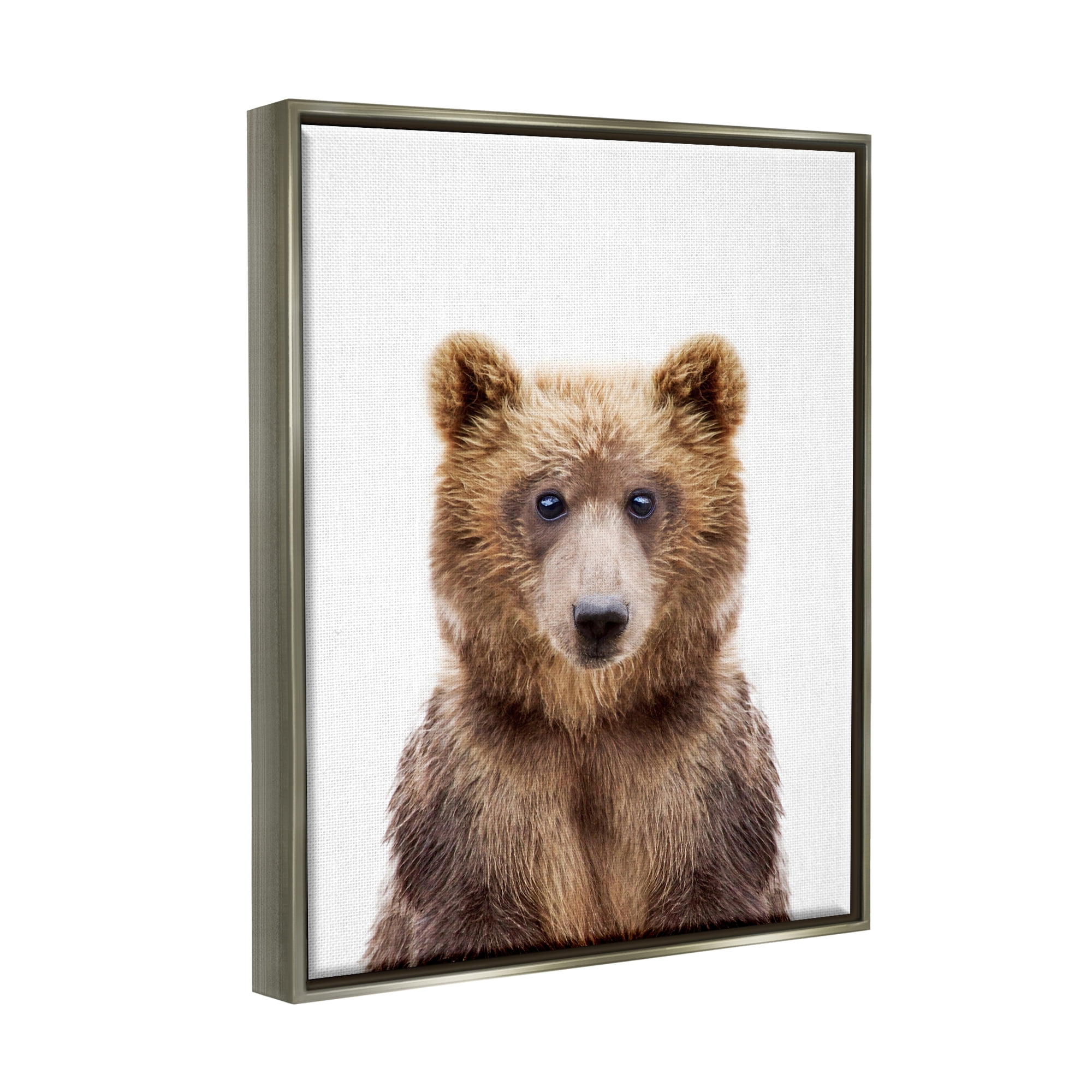 Stupell Industries Brown Bear Portrait Animals & Insects Painting Gray Floater Framed Art Print Wall Art, 25 x 31