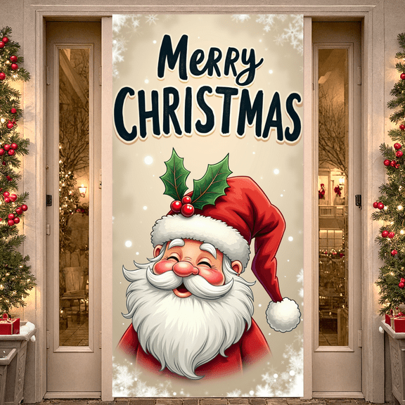 Decorative Design Merry Christmas Holiday Banner Snowy Trees Red Cardinal for Festival Party Indoor Decoration Holiday Event