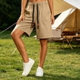 thumbnail image 4 of Tqcoqu Elastic Drawstring Waist Bermuda Shorts for Women,Loose Fit Summer Casual Shorts with Big Patch Pocket,Khaki Women's M-XXXXL, 4 of 6