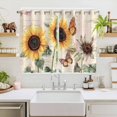 thumbnail image 2 of Sunflower Butterfly Kitchen Curtains 63 Inch Length, Vintage Farm Floral Watercolor Grommet Top Bedroom Living Room Curtains, Light Filtering Cafe Curtain Drapes 2 Panels Set 104''x63'', 2 of 9