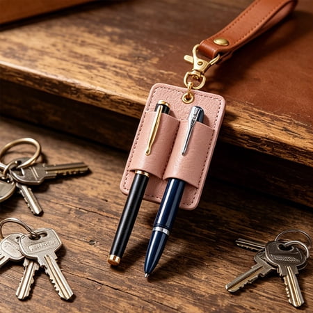Double Pen Holders Keychain Detachable Double Slot Pen Clip Portable Pen Sleeve Organizer for Office Workers Travelers and Daily Commuters