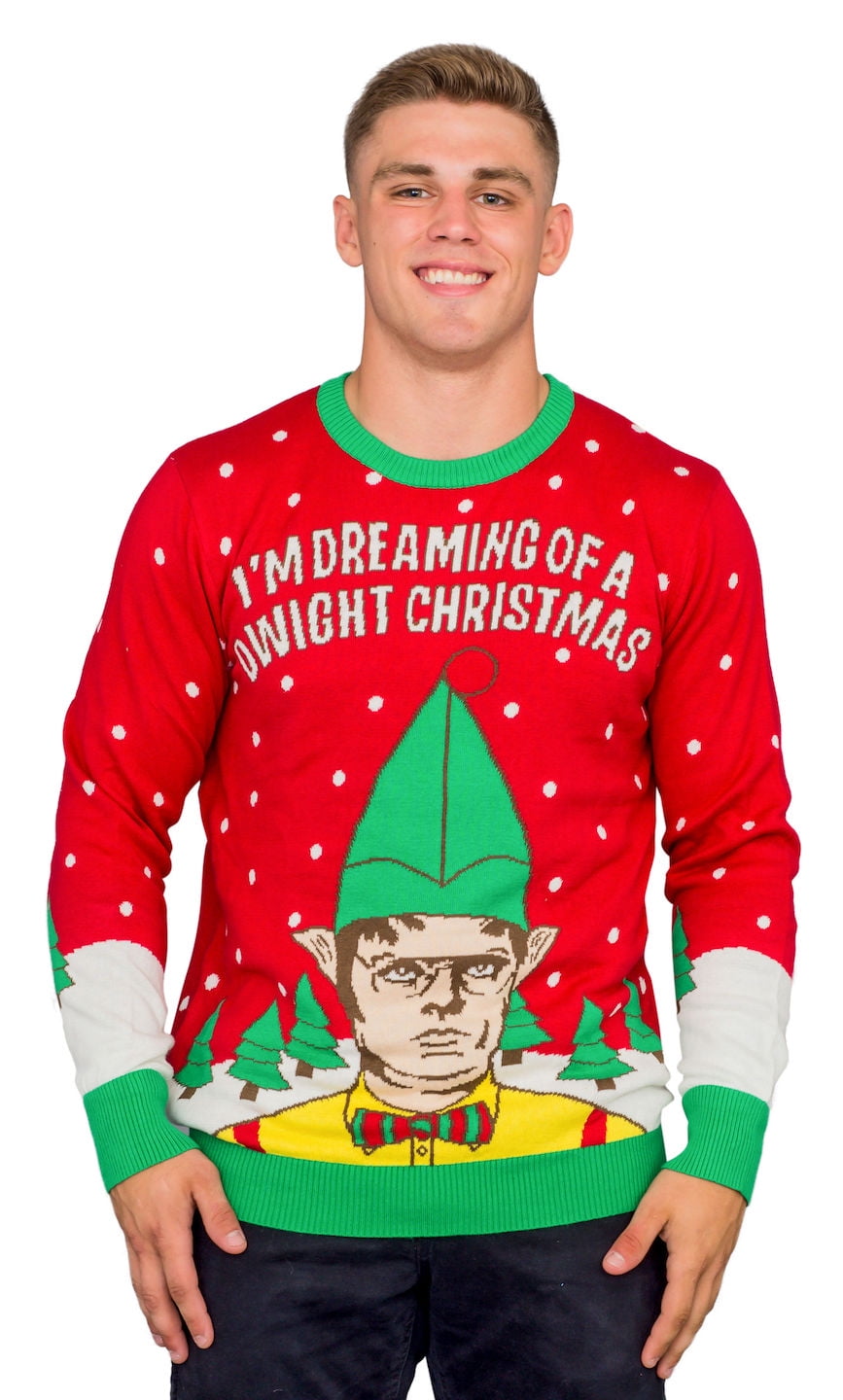 I'm Dreaming of a Dwight Christmas Adult Red Ugly Sweater - Walmart.com