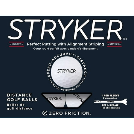 Zero Friction White Stryker Golf Ball - Dozen