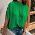 thumbnail image 4 of Weardear Bell Sleeve Tops for Women Casual Tie Back Elegant Dolman Sleeve Blouse Mock Neck Tops Silk Shirts, 4 of 7