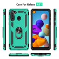 thumbnail image 2 of Funda YZOK para Samsung Galaxy A21 en color verde azulado con soporte giratorio y protector de pantalla HD, 2 of 7