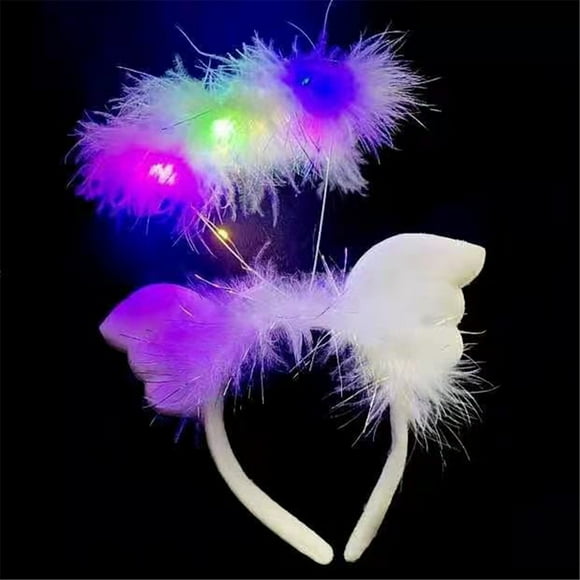 Party Headband 10 LEDs Decorative Fake Feather Hair Hoop Angel Halo Headband