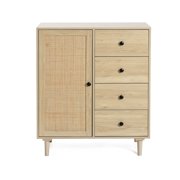 HomeStock Suburban Soiree Oak Finish Wood And Retro Renaissance 1-Door 4-Drawer Storage Cabinet