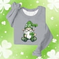 thumbnail image 4 of St. Patrick's Day Hoodie for Women Graphic Gnome Shamrock Print Crewneck Long Sleeve Soft Warm Fleece Lining Festive Holiday Gift Pullover, 4 of 5