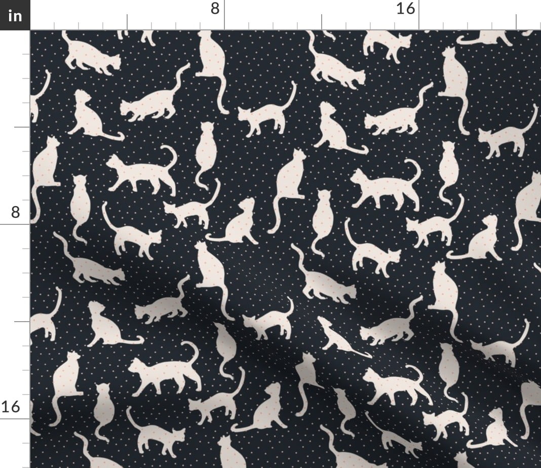 Kitten Polka Dot Baby Nursery Cat Animal Meow Fabric Printed by
