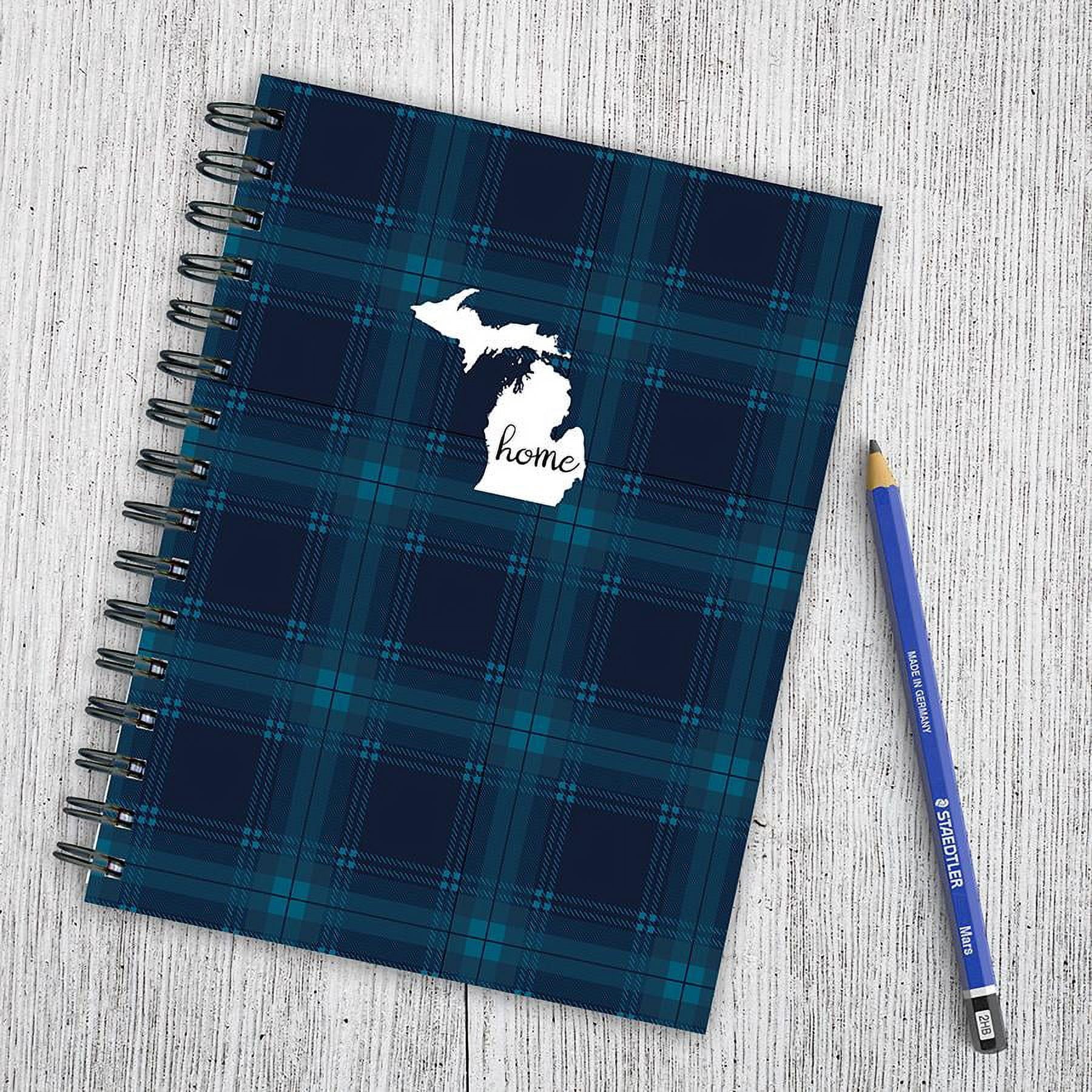 Michigan Blue Plaid Journal - 7x9 State Pride Spiral Lined Journal - for Adults, Kids, Students