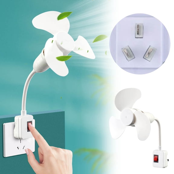 Plug-In Socket Fan, 3-In-1 Wall Mounted Mini Fan With Flexible Neck, Quiet Household Fan For Kitchen, Dorm & Bedroom,White - 16X21Cm