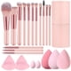 thumbnail image 1 of Set de brochas de maquillaje Auroray Mini Travel, 14 unidades con funda, color rosa, 1 of 7