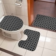thumbnail image 5 of Black White Plaid Bathroom Rugs Set Abstract Black Morocco Texture Non Slip Absorbent Soft Bath Mats 3 Piece Set with Bathroom Rug, U-Shaped Floor Mat, Toilet Seat Cover Large Size, 5 of 9