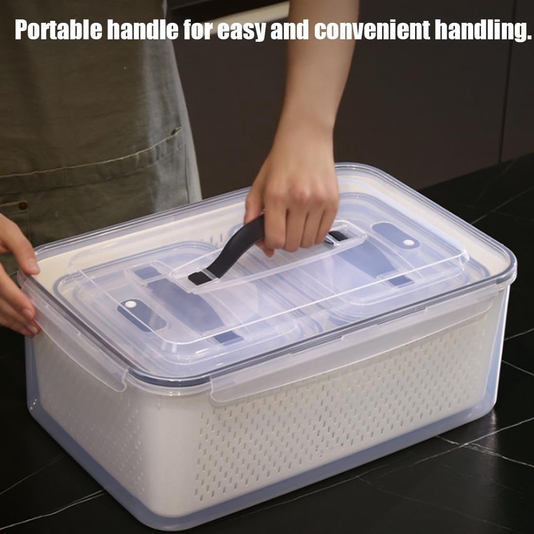 Fruit Storage Containers for Fridge – Built-in Colander and Leakproof Lid, Stackable Produce Keeper Set for Meal Prep, Fridge Organization, Home Use