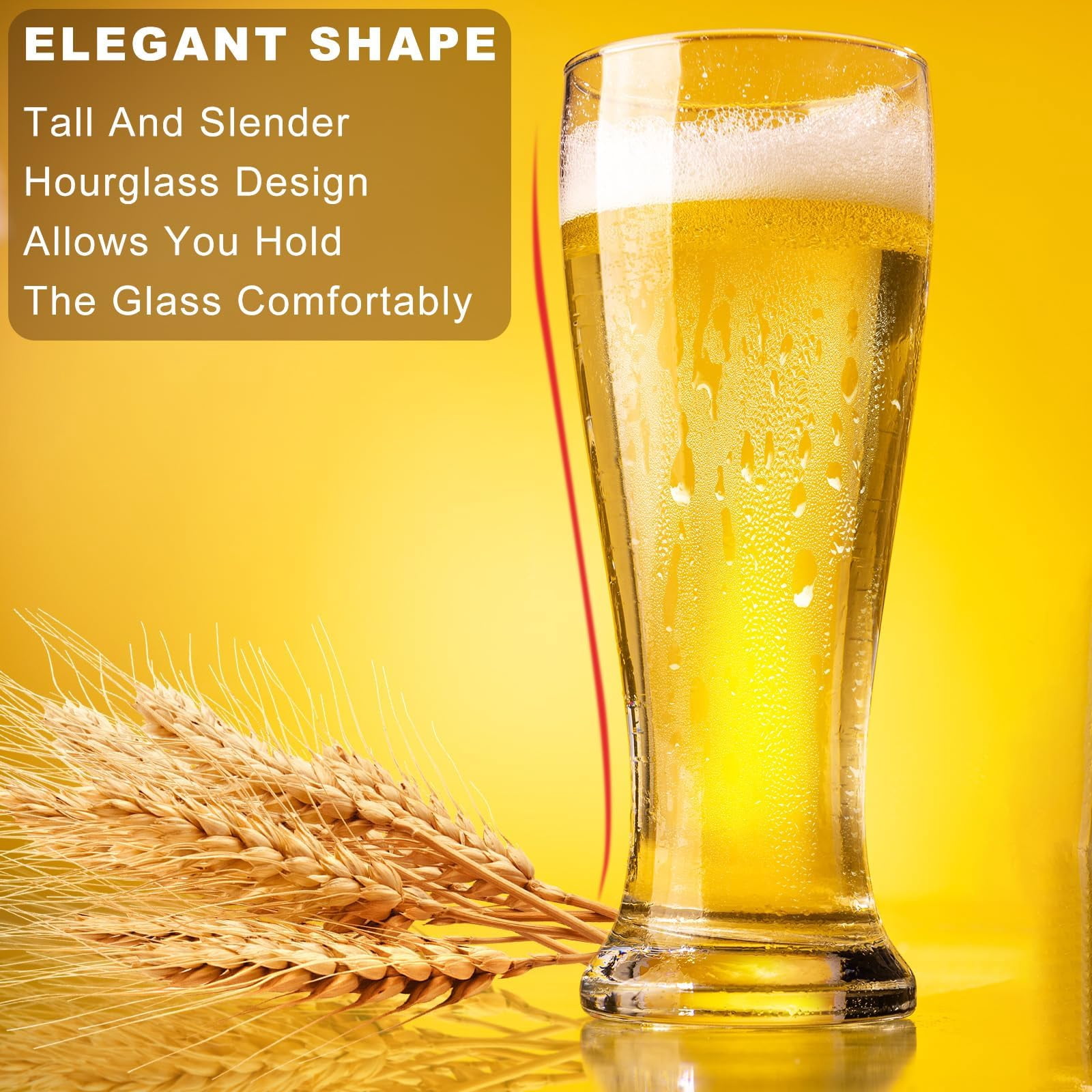 Baalaka 16 oz Beer Glasses Set of 4 (Pint & Pilsner), Wheat Beer Drinking Gift for Men