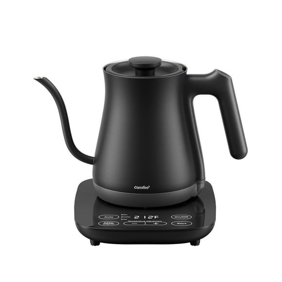COMFEE' Gooseneck Electric Kettle with Temperature Control 3 Variable Presets 100% Stainless Steel 1500 Watt Powerful Quick Heating Portable Hot Water Kettle for Pour Over Coffee and Tea 0.6L