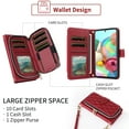 thumbnail image 5 of Dswteny Argyle Wallet Case for Samsung Galaxy A71 5G with Wrist Strap Shoulder Strap, Zipper Purse PU Leather Flip Credit Card Holder Stand Cell Phone Cover for A 71 G5 71A S71 Women Girls Red, 5 of 8