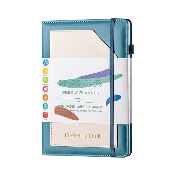 Skegnu Teacher Gifts Undated Schedule Book Planner Weekly Plan Book A5 Monthly Plan Notebook English Book Notebooks in School Supplies 50% Off Clear!