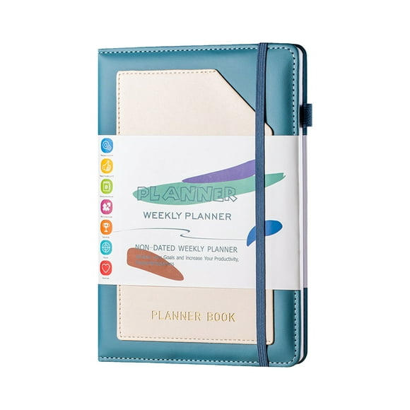 zanvin Holiday Gift, NoteBook Autorisation Diary, Calendrier Non Daté Plan Hebdomadaire Plan Livre A5 Plan Mensuel NoteBook English Book