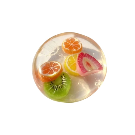 Oil Squishy Fruit Stress Ball, Clear Slow Rising Squeeze Fidget with Mixed Fruit Slices for Desk and Travel