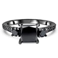 thumbnail image 2 of Dazzlingdaimonds Jewels 1.00Ct Princess Cut Black Diamond Engagement Wedding Band Ring 14K Black Gold Plated 925 Sterling Silver For Women's -5.5, 2 of 4