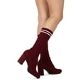 thumbnail image 3 of Women Knit Sweater Chunky Heel Calf High Sock Boot - 18115, 3 of 3