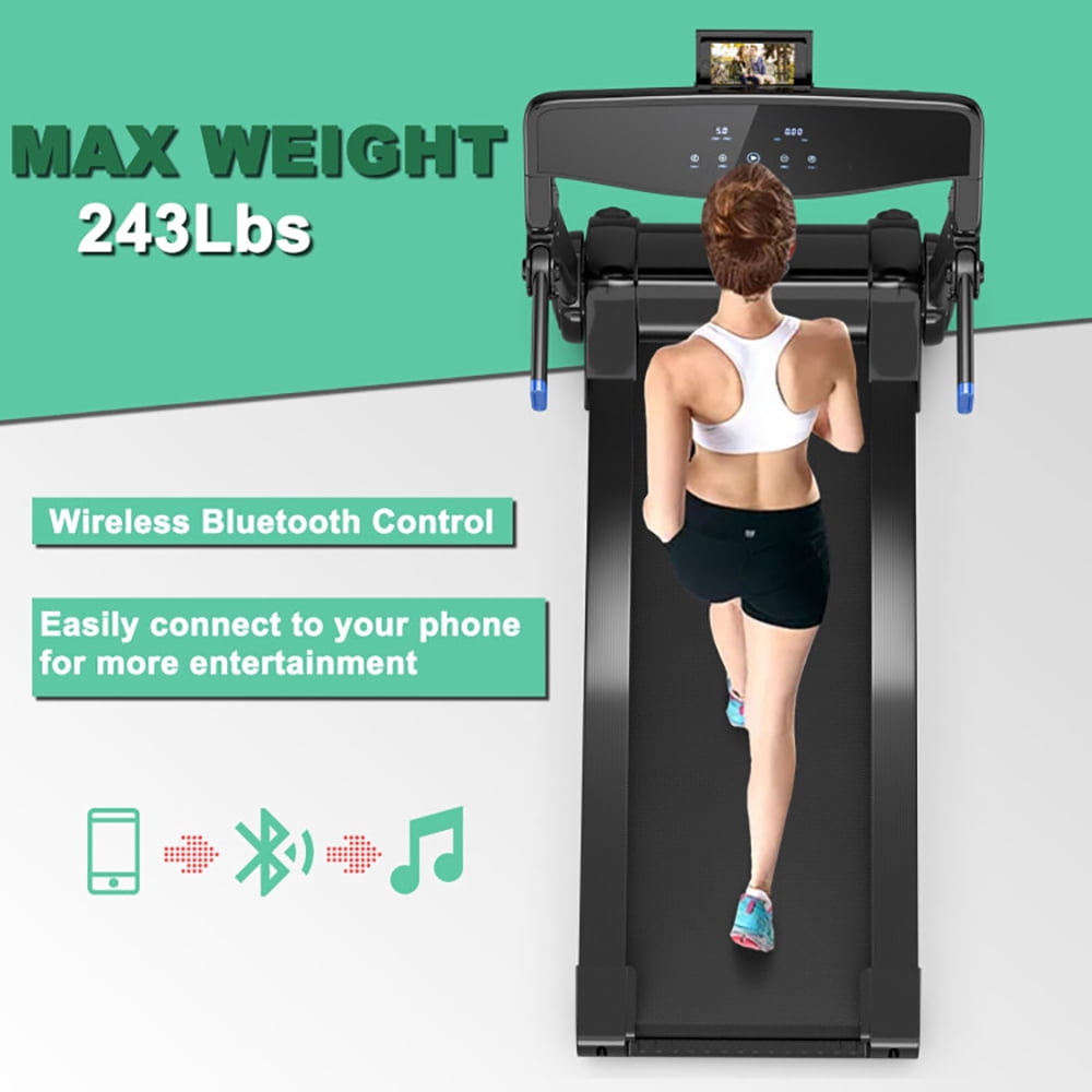 Barara King Treadmill, Electric Treadmill, Walking Jogging Machine,3HP Electric Folding Treadmill with Bluetooth Speaker-Blue