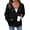 Black, variant on Eytino Hoodies for Women Zip Up Hoodies Oversized Sweatshirts Casual Waffle Hooded Sweatshirt with Pocket S-2XL