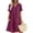 Burgundy, variant on Dresses for Women Solid Linen Cotton Short Sleeve V Neck Button Down Midi Loose Sundress with Pockets Olive Green