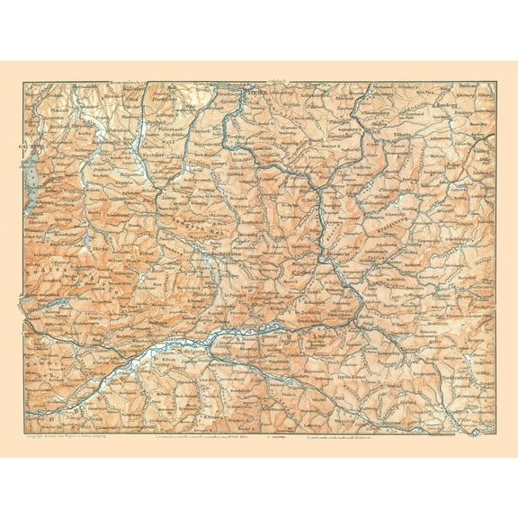 Historic Map - Upper Austria - Baedeker 1896 - 30.02 x 23 - Vintage Wall Art