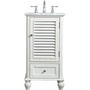 Elegant Decor Rhodes 19" Single Marble Top Bathroom Vanity in Antique White