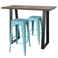 thumbnail image 2 of AmeriHome 3 Piece Acacia Wood Top Pub Table with 30 inch Matte Silver Bar Stools, 2 of 11
