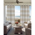 thumbnail image 4 of Beige Stripe Blackout Curtains 96 Inches Long for Bedroom, Vintage Country Geometric Linen Texture Thermal Insulated Room Darkening Black Out Window Curtain Panels Grommet Drapes for Living Room, 4 of 8