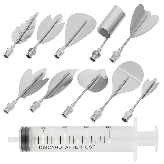 CIMAXIC 1Set Food Grade Stainless Steel Jelly Gelatin Art Tools with Syringe for Kitchen Cake Decorating