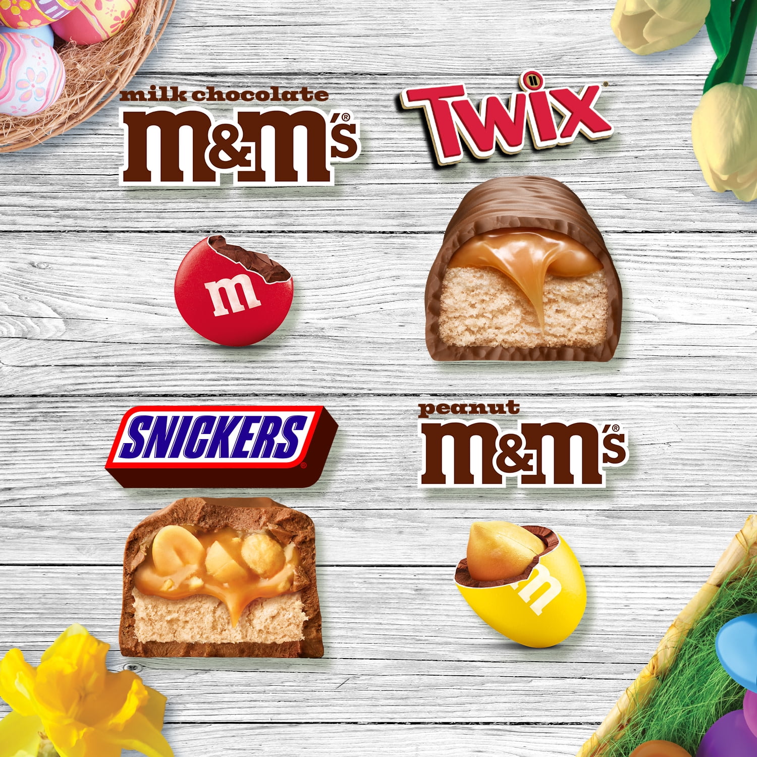 M&M's, Snickers & Twix Milk Chocolate Easter Candy Variety Pack