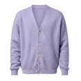 thumbnail image 6 of LODIENY Men Waffle V Neck Button Down Baggy Cardigan Long Sleeve Open Front Lightweight Casual Simple Knit Cardigans Purple XL, 6 of 6